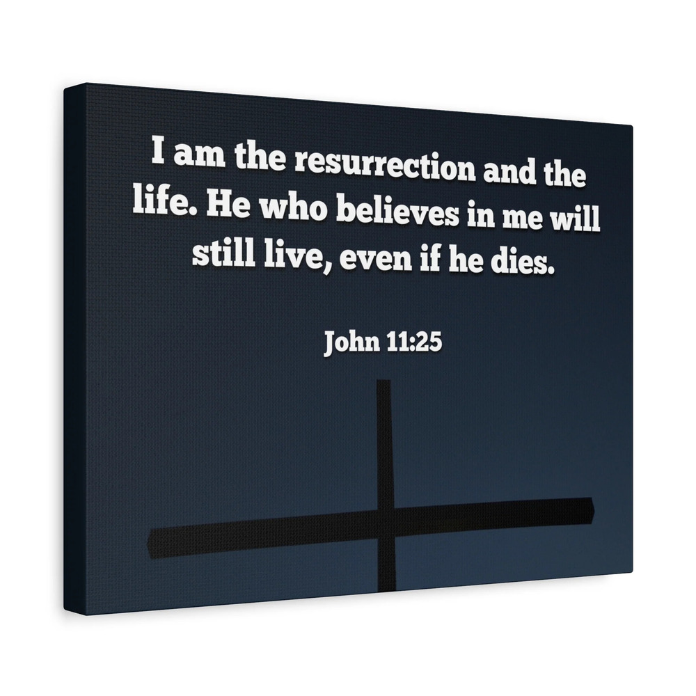 Scripture Canvas Believeth In Me John 11:25 Christian Wall Art Bible Verse